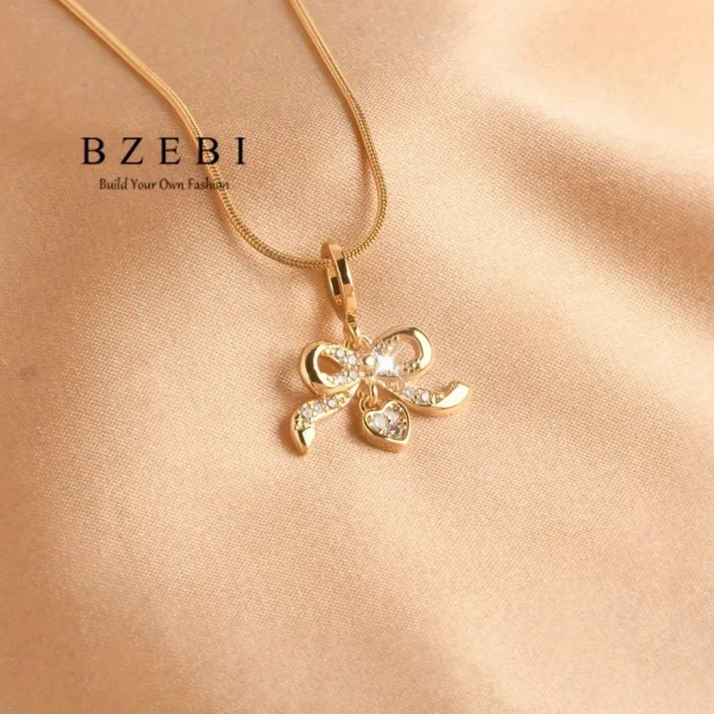 Celestial Shine Heart Bow Necklace